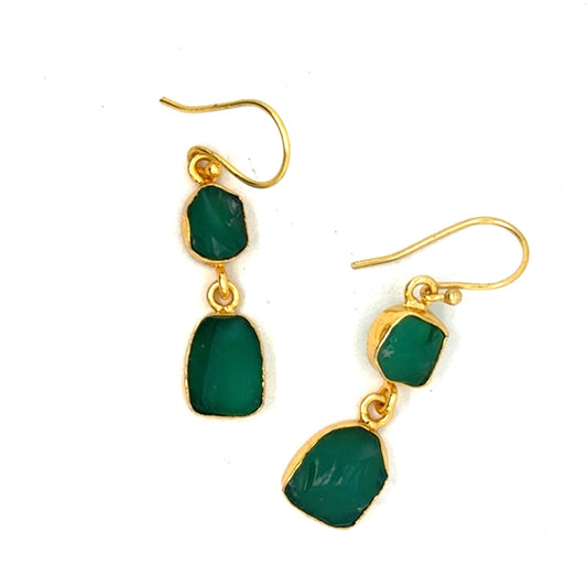 Cosima Raw Stone 2 Tier Hook Earrings [Best Seller]