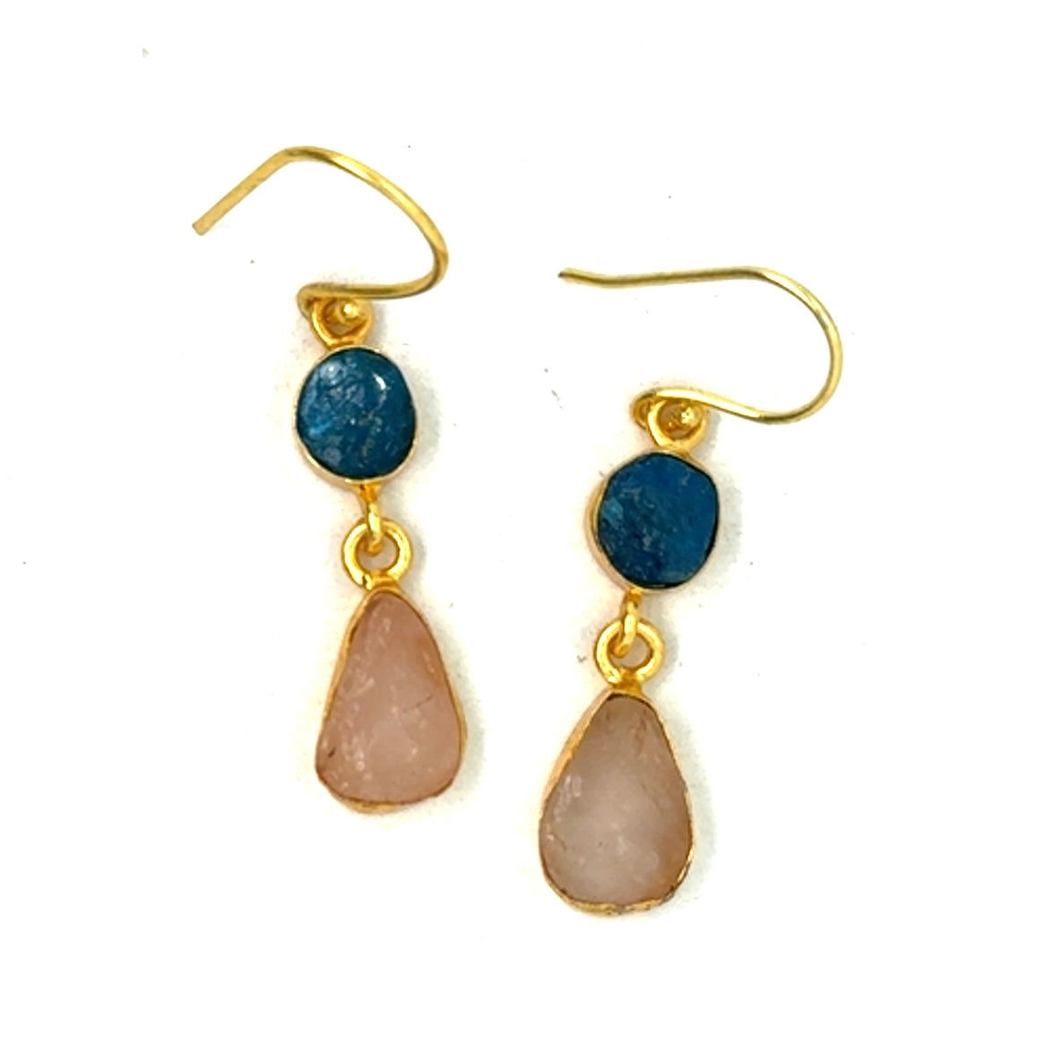 Audra Raw Stone 2 Tier Hook Earrings [Best Seller]