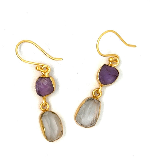Cadence Raw Stone 2 Tier Hook Earrings [Best Seller]