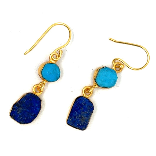 Octavia Raw Stone 2 Tier Hook Earrings [Best Seller]