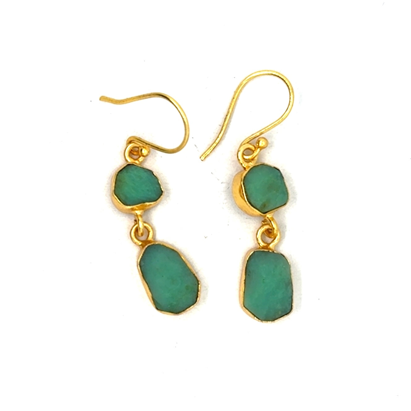 Astra Raw Stone 2 Tier Hook Earrings [Best Seller]