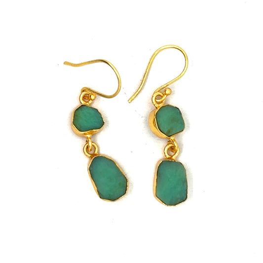 Astra Raw Stone 2 Tier Hook Earrings [Best Seller]