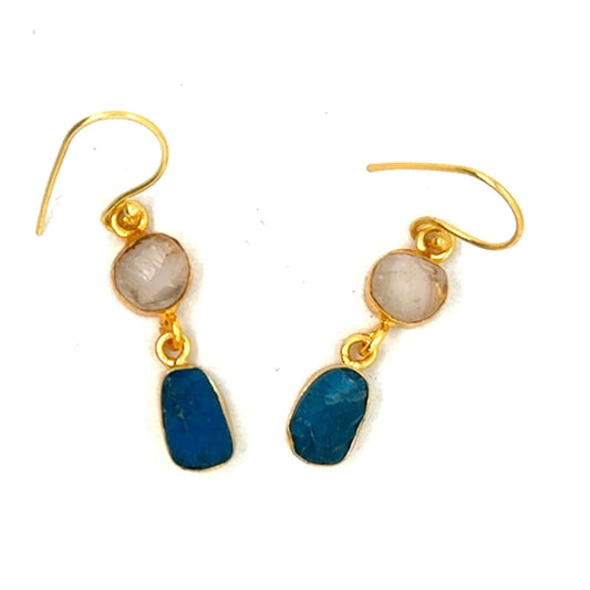 Celina Raw Stone 2 Tier Hook Earrings [Best Seller]