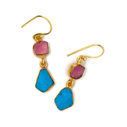 Kendra Raw Stone 2 Tier Hook Earrings [Best Seller]