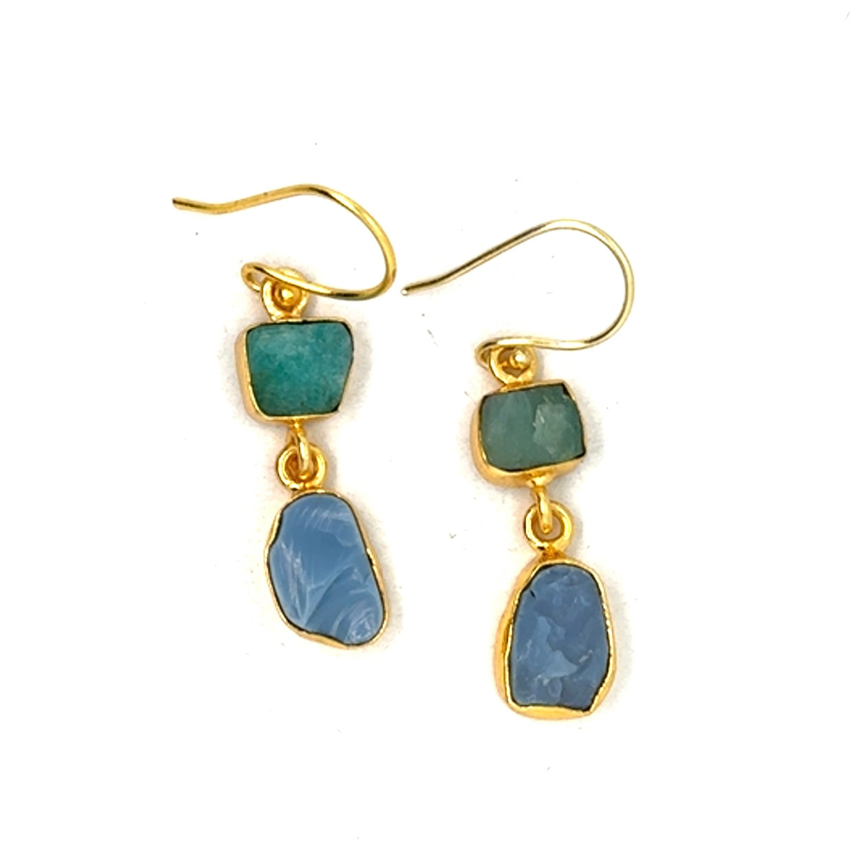 Lavanya Raw Stone 2 Tier Hook Earrings [Best Seller]