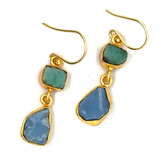 Nella Raw Stone 2 Tier Hook Earrings [Best Seller]