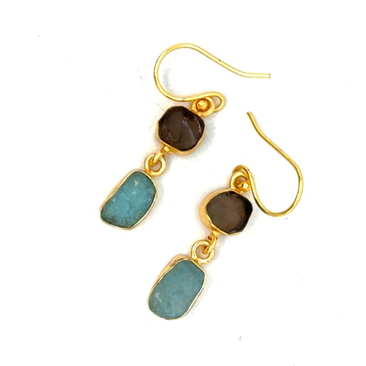 Orla Raw Stone 2 Tier Hook Earrings [Best Seller]