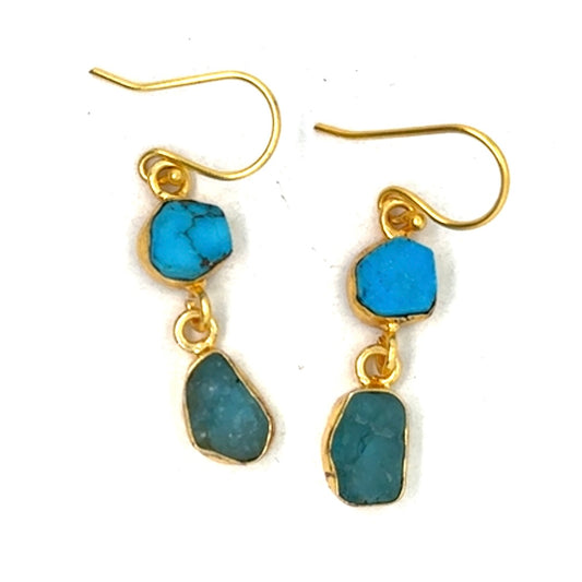 Alberta Raw Stone 2 Tier Hook Earrings [Best Seller]