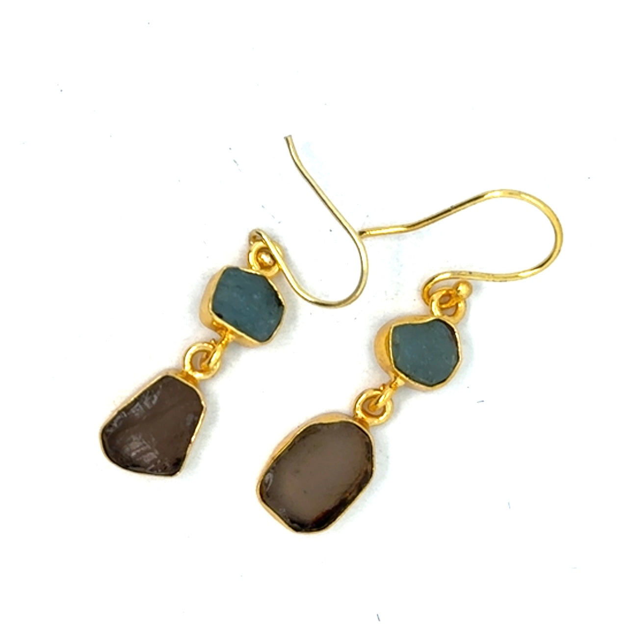 Marlo Raw Stone 2 Tier Hook Earrings [Best Seller]