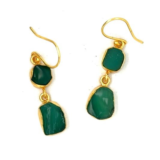 Dominique Raw Stone 2 Tier Hook Earrings [Best Seller]