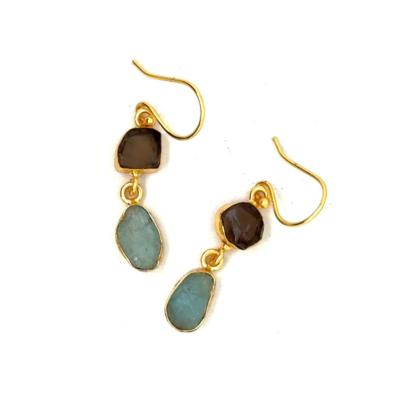 Julie Raw Stone 2 Tier Hook Earrings [Best Seller]