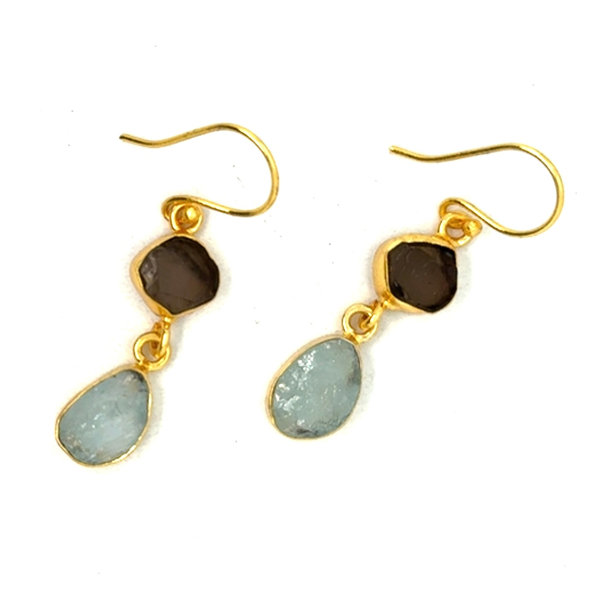 Martha Raw Stone 2 Tier Hook Earrings [Best Seller]