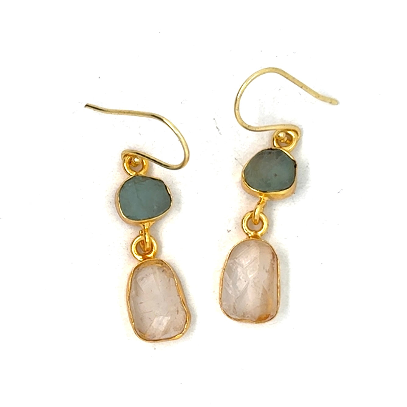 Jemma Raw Stone 2 Tier Hook Earrings [Best Seller]