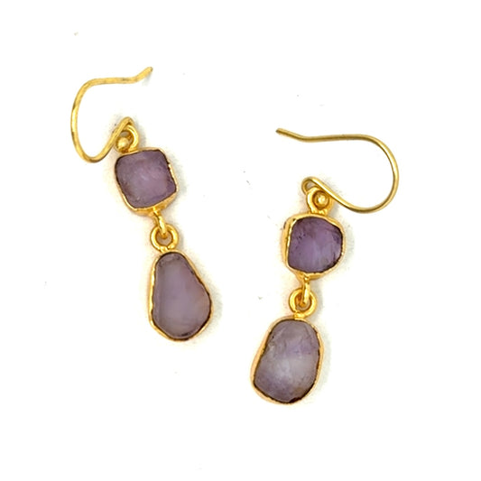 Astoria Raw Stone 2 Tier Hook Earrings [Best Seller]