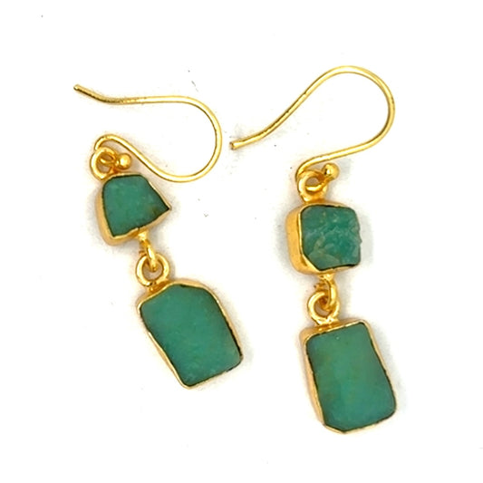 Calliope Raw Stone 2 Tier Hook Earrings [Best Seller]