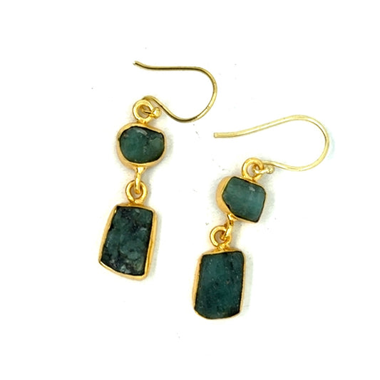 Isla Raw Stone 2 Tier Hook Earrings [Best Seller]