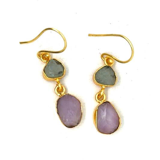 Amaris Raw Stone 2 Tier Hook Earrings [Best Seller]