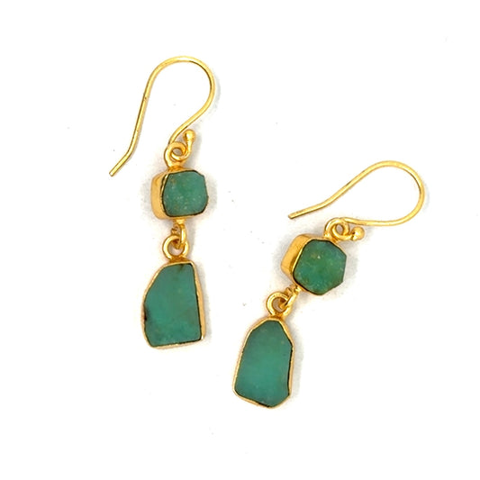 Kimber Raw Stone 2 Tier Hook Earrings [Best Seller]