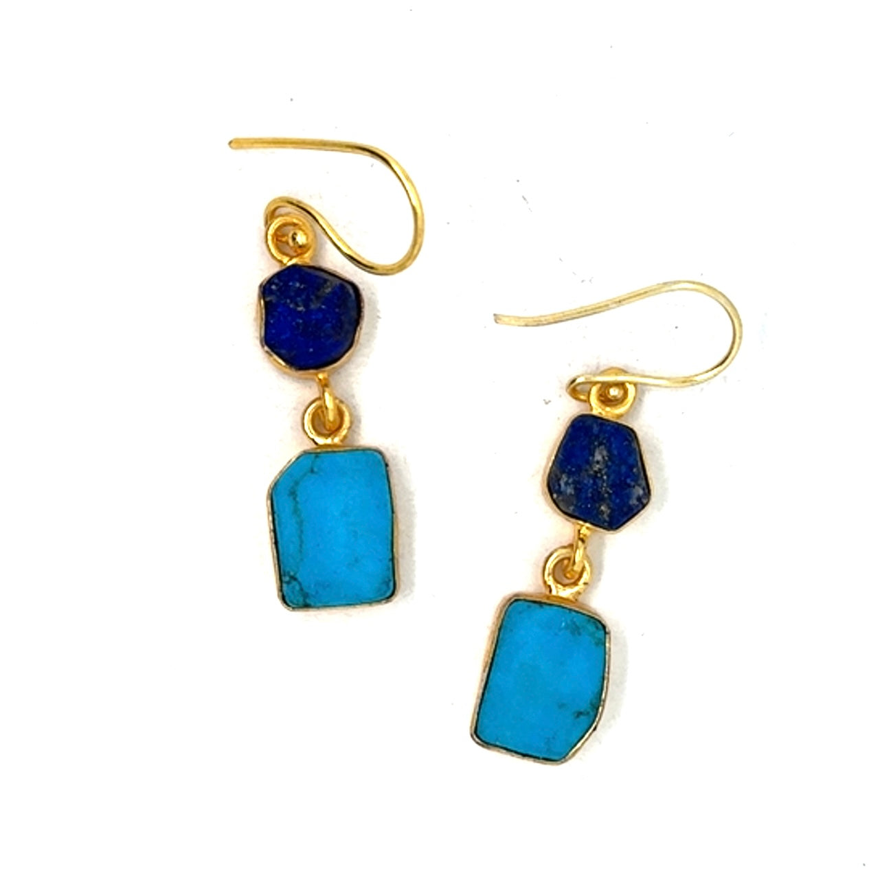 Jacqueline Raw Stone 2 Tier Hook Earrings [Best Seller]