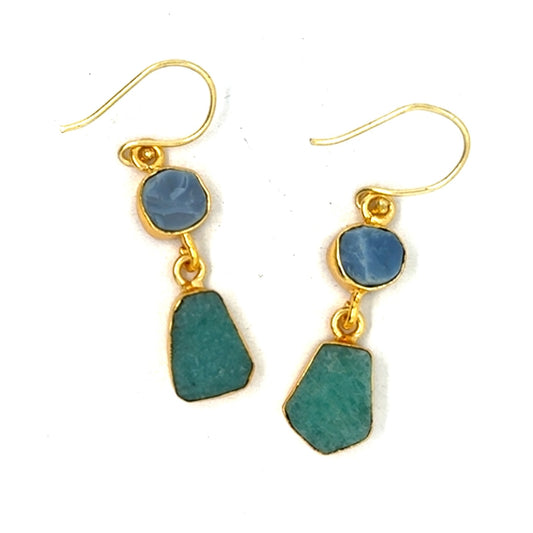 Amora Raw Stone 2 Tier Hook Earrings [Best Seller]