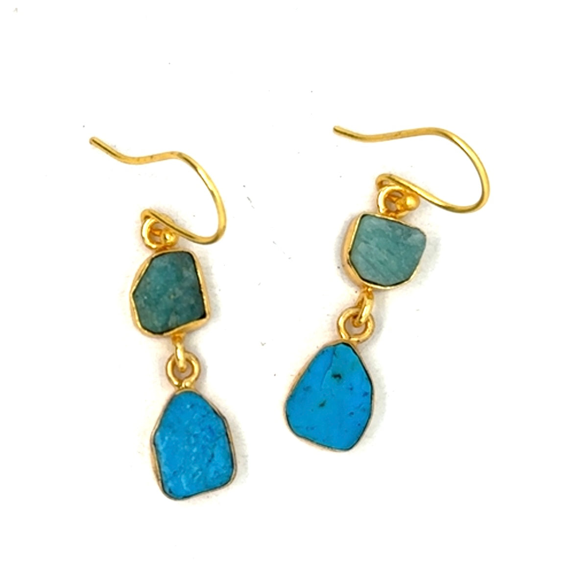 Carina Raw Stone 2 Tier Hook Earrings [Best Seller]