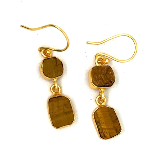 Bria Raw Stone 2 Tier Hook Earrings [Best Seller]