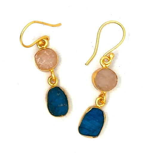 Antonetta Raw Stone 2 Tier Hook Earrings [Best Seller]