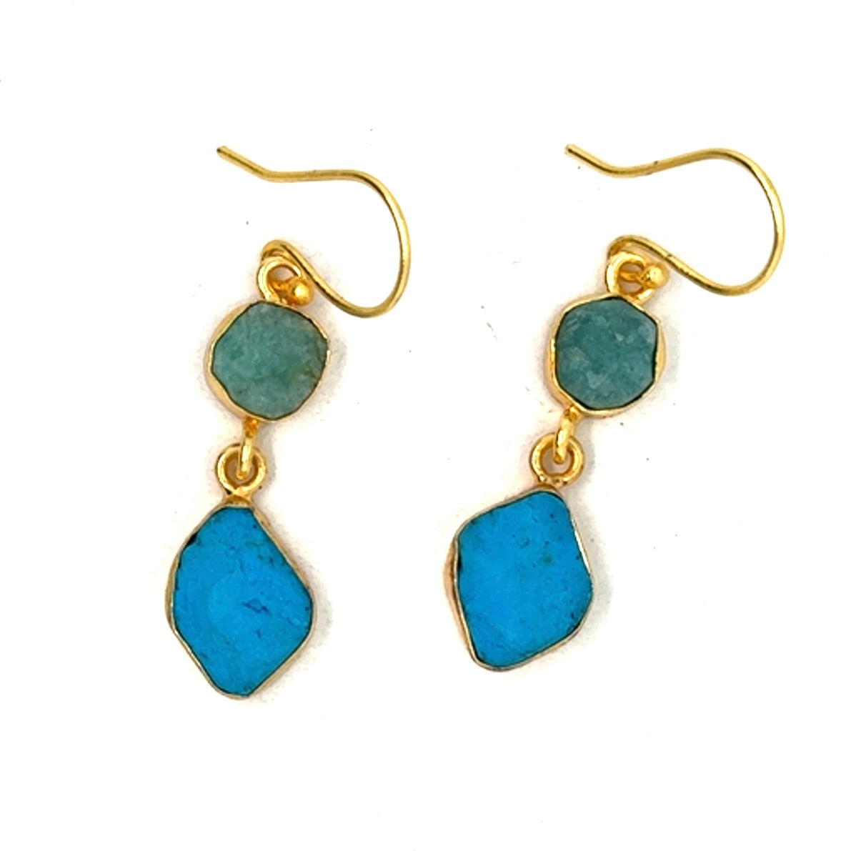 Lani Raw Stone 2 Tier Hook Earrings [Best Seller]