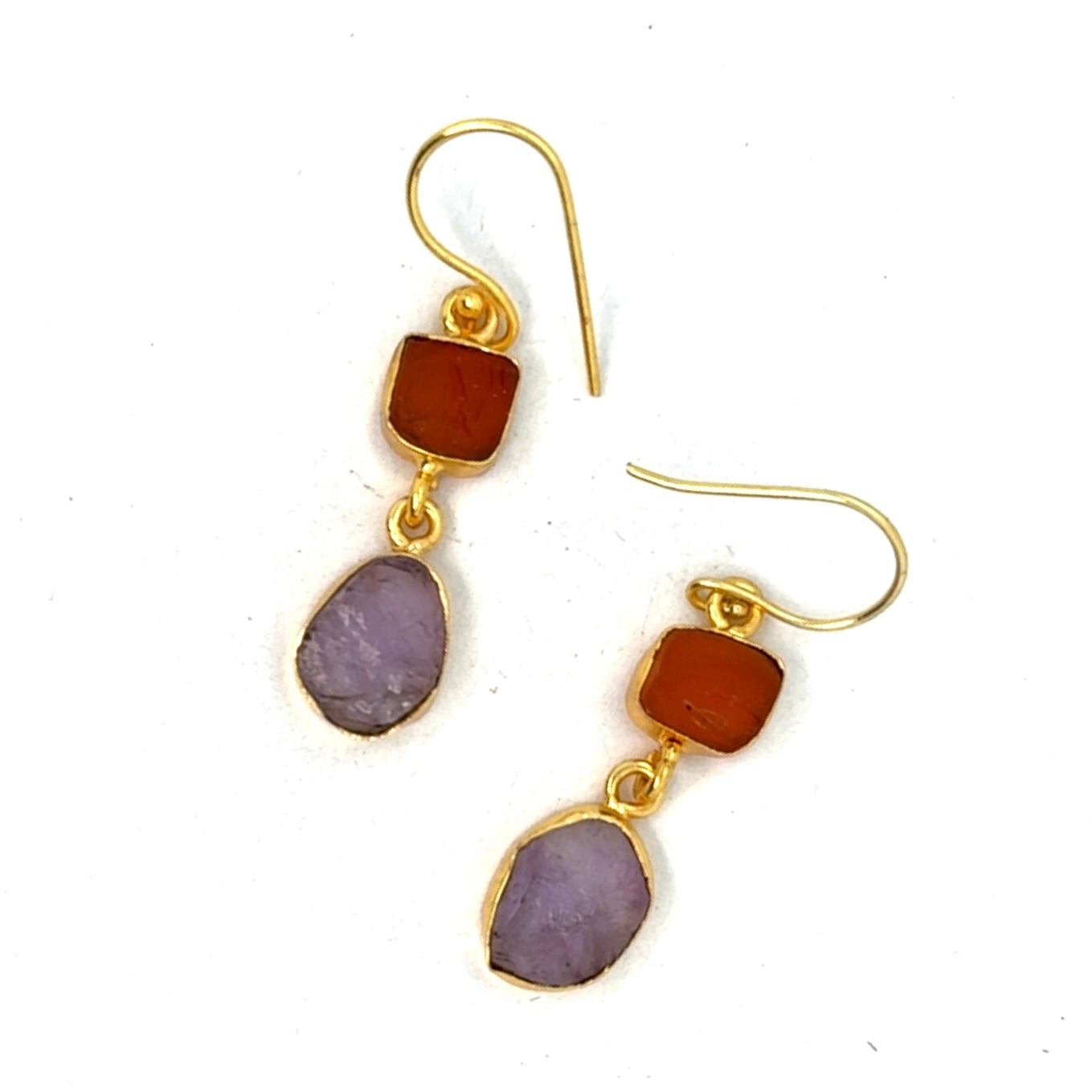 Lyra Raw Stone 2 Tier Hook Earrings [Best Seller]