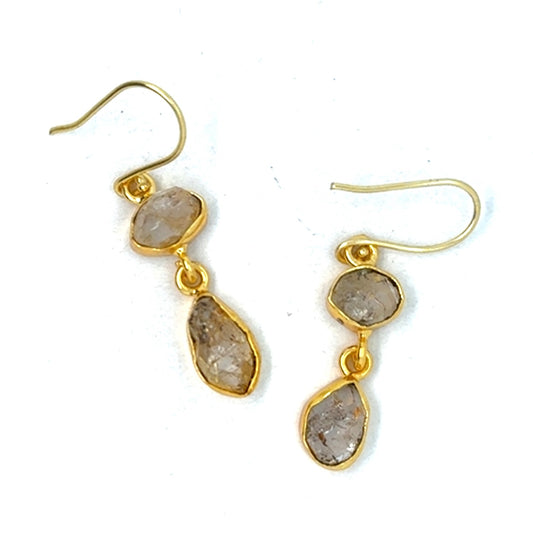 Davina Raw Stone 2 Tier Hook Earrings [Best Seller]