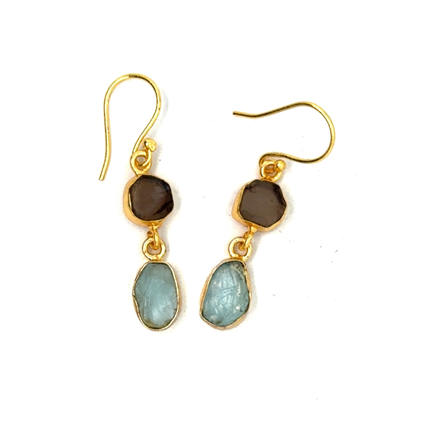 Lorna Raw Stone 2 Tier Hook Earrings [Best Seller]
