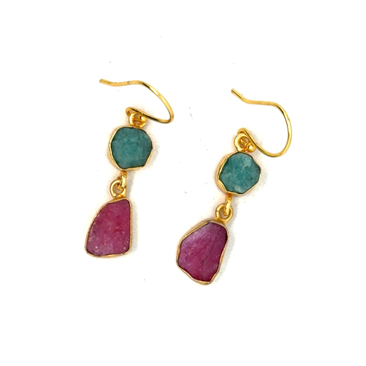 Lark Raw Stone 2 Tier Hook Earrings [Best Seller]