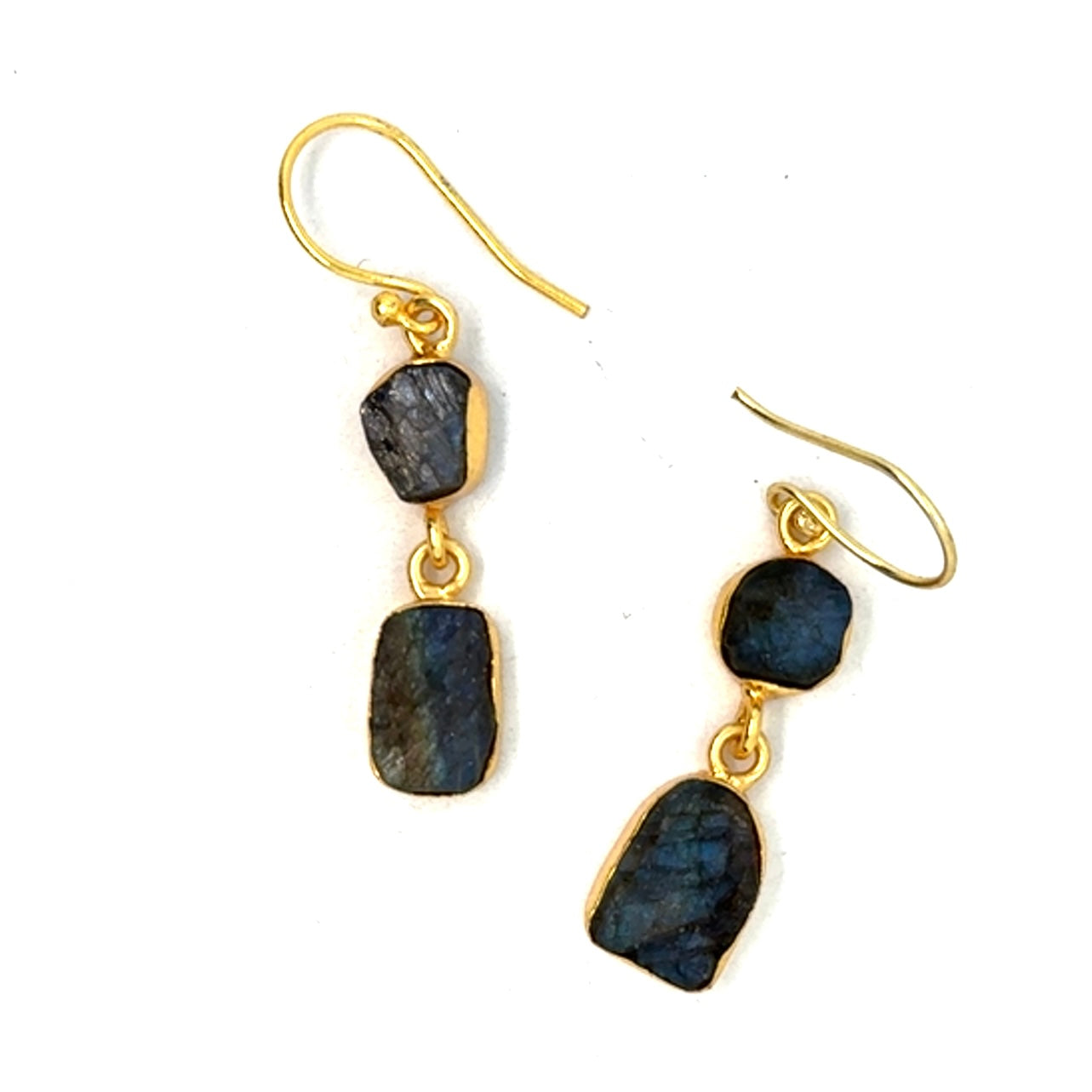 Fern Raw Stone 2 Tier Hook Earrings [Best Seller]