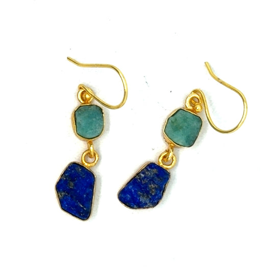 Catalina Raw Stone 2 Tier Hook Earrings [Best Seller]