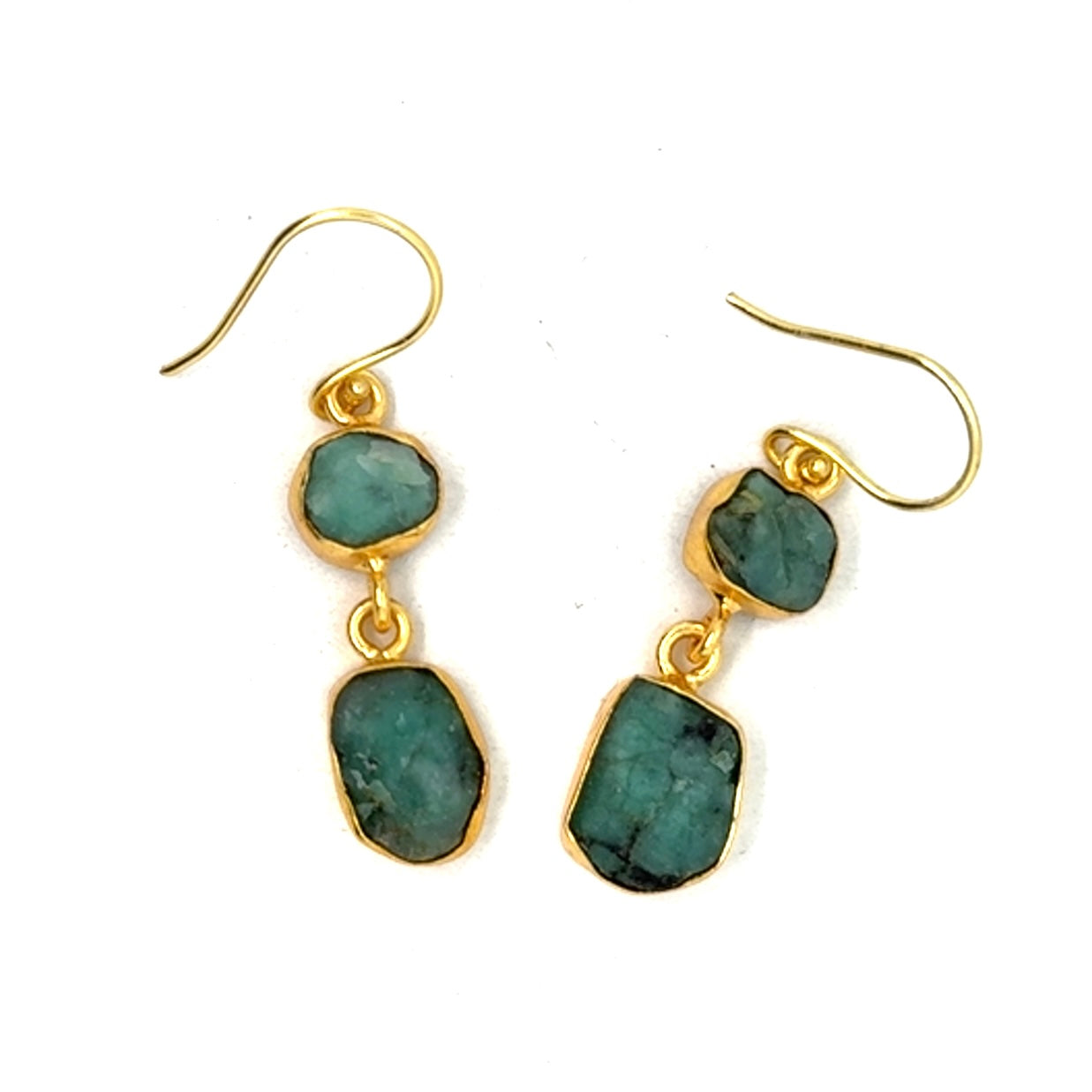 Felicia Raw Stone 2 Tier Hook Earrings [Best Seller]