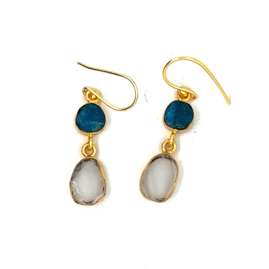 Felicity Raw Stone 2 Tier Hook Earrings [Best Seller]