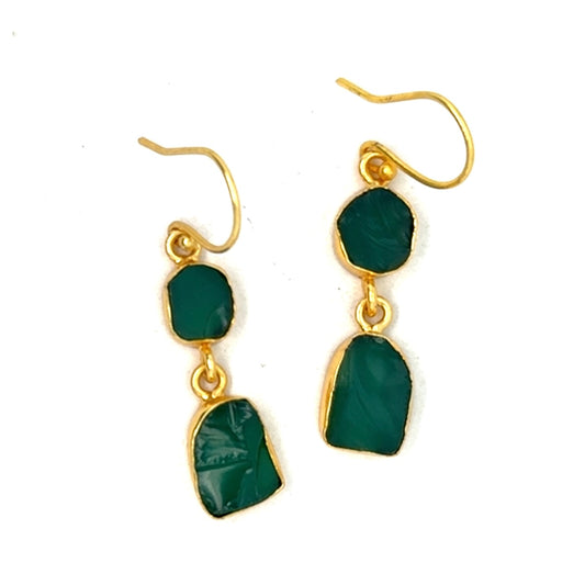Clarissa Raw Stone 2 Tier Hook Earrings [Best Seller]