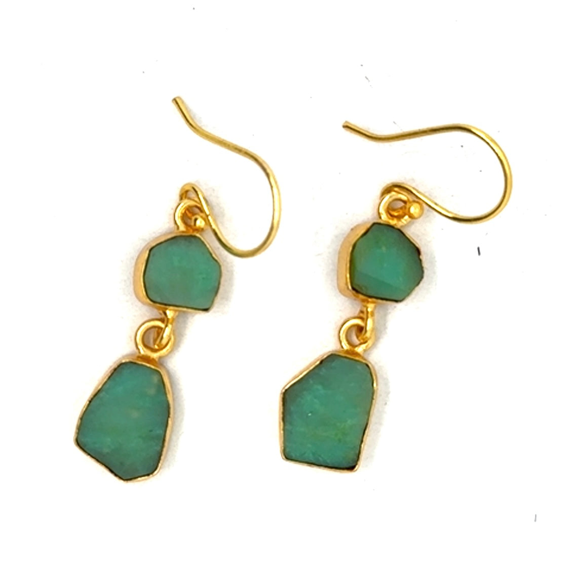 Jolene Raw Stone 2 Tier Hook Earrings [Best Seller]