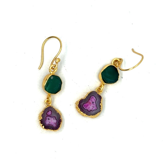 Monet Raw Stone 2 Tier Hook Earrings [Best Seller]