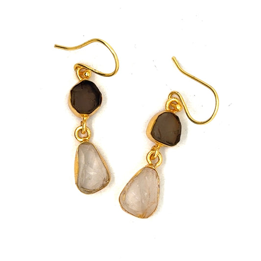 Eunice Raw Stone 2 Tier Hook Earrings [Best Seller]