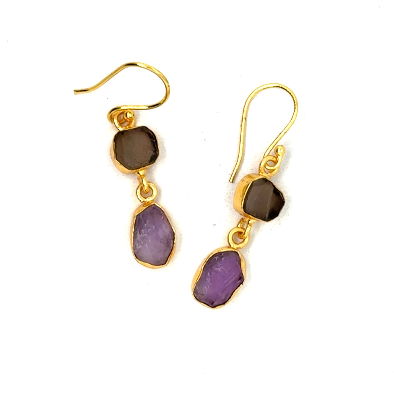 Heidi Raw Stone 2 Tier Hook Earrings [Best Seller]