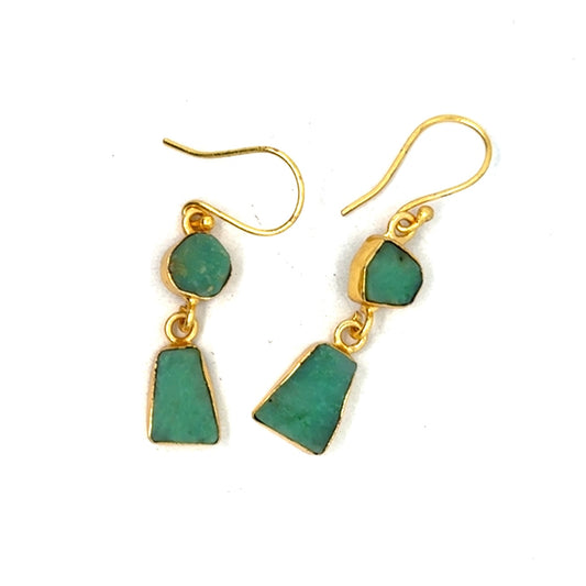 Carissa Raw Stone 2 Tier Hook Earrings [Best Seller]