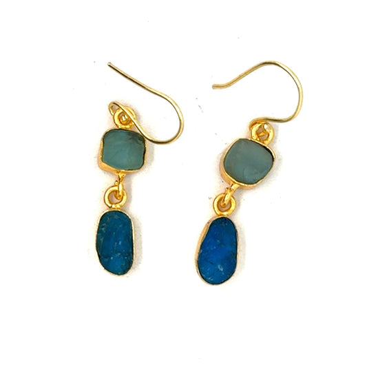 Eulalia Raw Stone 2 Tier Hook Earrings [Best Seller]