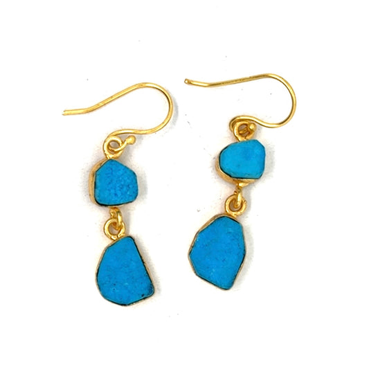 Charity Raw Stone 2 Tier Hook Earrings [Best Seller]