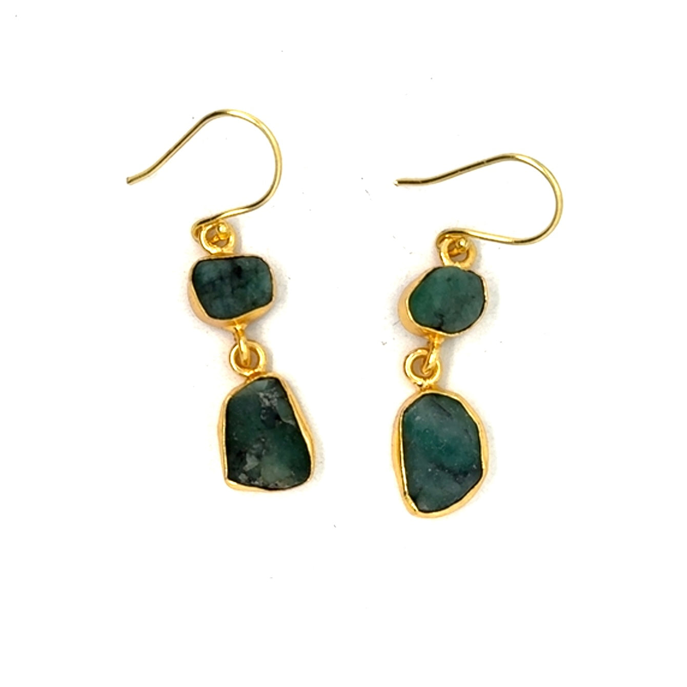 Estelle Raw Stone 2 Tier Hook Earrings [Best Seller]