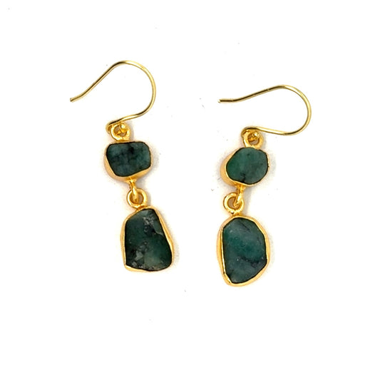 Estelle Raw Stone 2 Tier Hook Earrings [Best Seller]