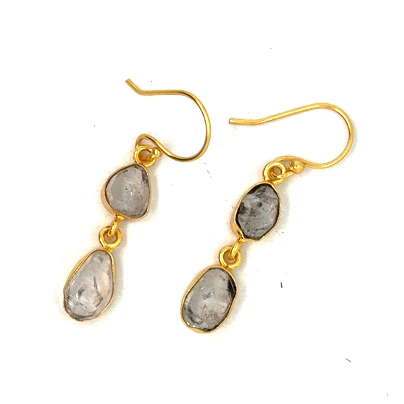 Ivy Raw Stone 2 Tier Hook Earrings [Best Seller]