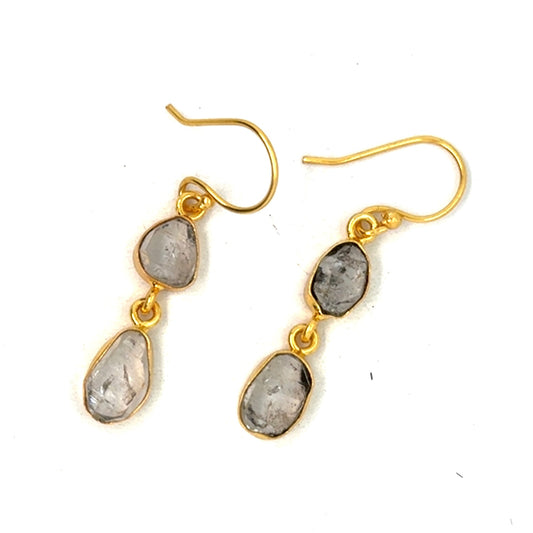 Ivy Raw Stone 2 Tier Hook Earrings [Best Seller]