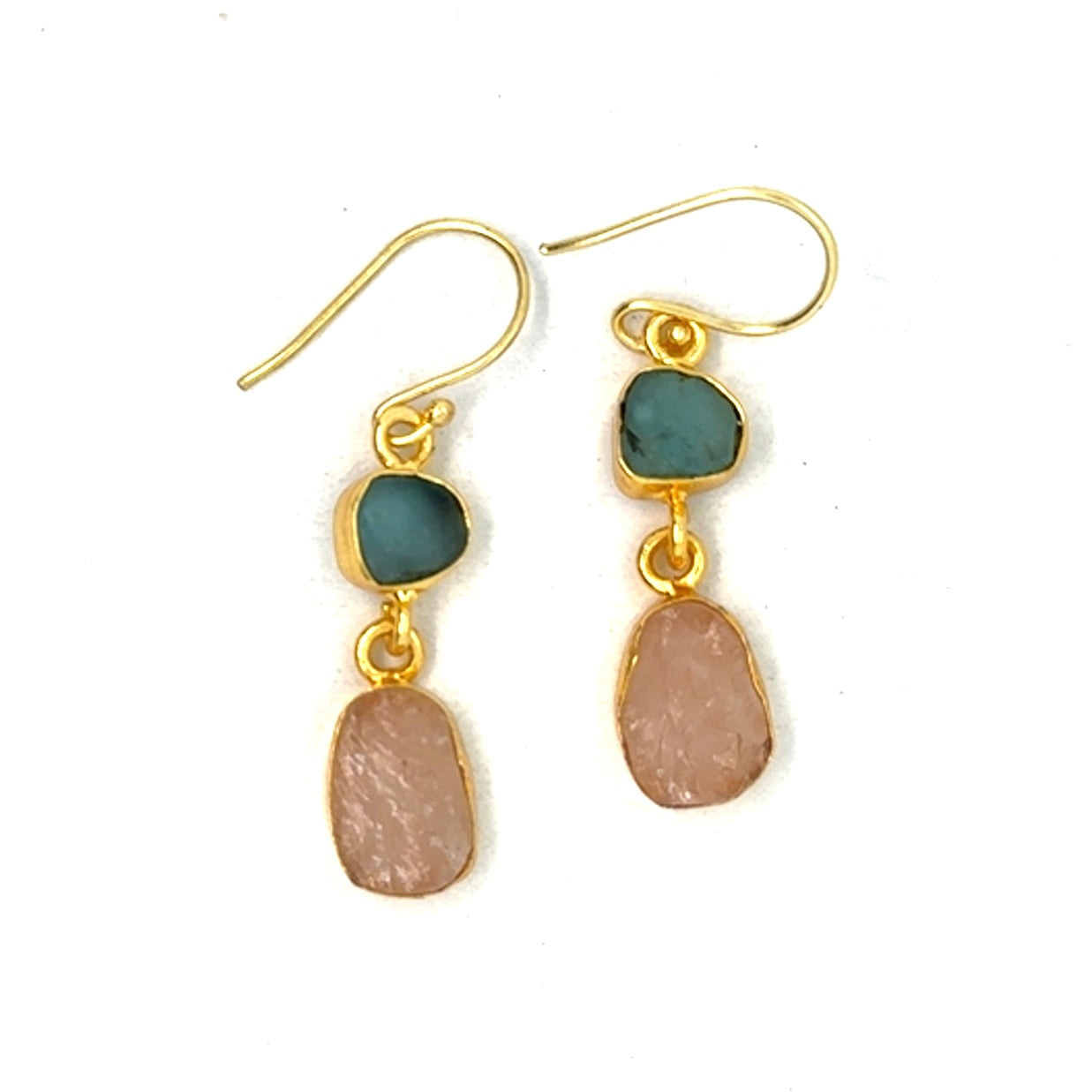 Carmen Raw Stone 2 Tier Hook Earrings [Best Seller]
