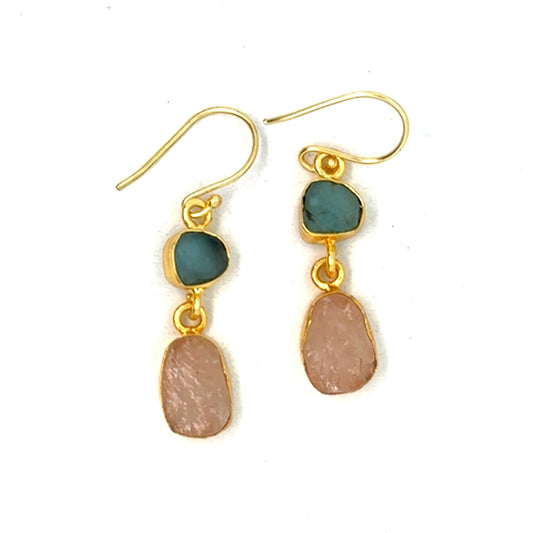 Carmen Raw Stone 2 Tier Hook Earrings [Best Seller]